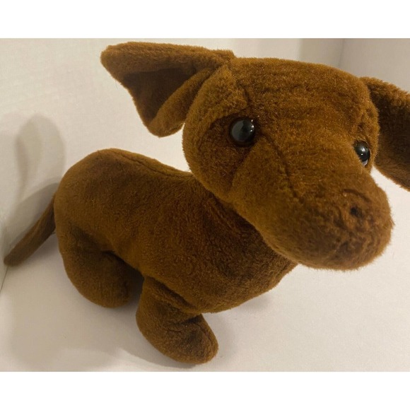 Dan Dee Brown Dachshund Plush Puppy Stuffed Animal 10" (Missing it's Nose) - Picture 3 of 5